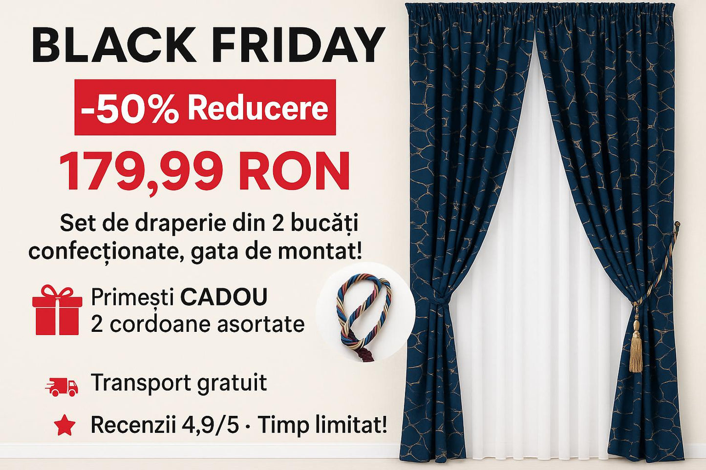 2 Bucati draperii din catifea premium –