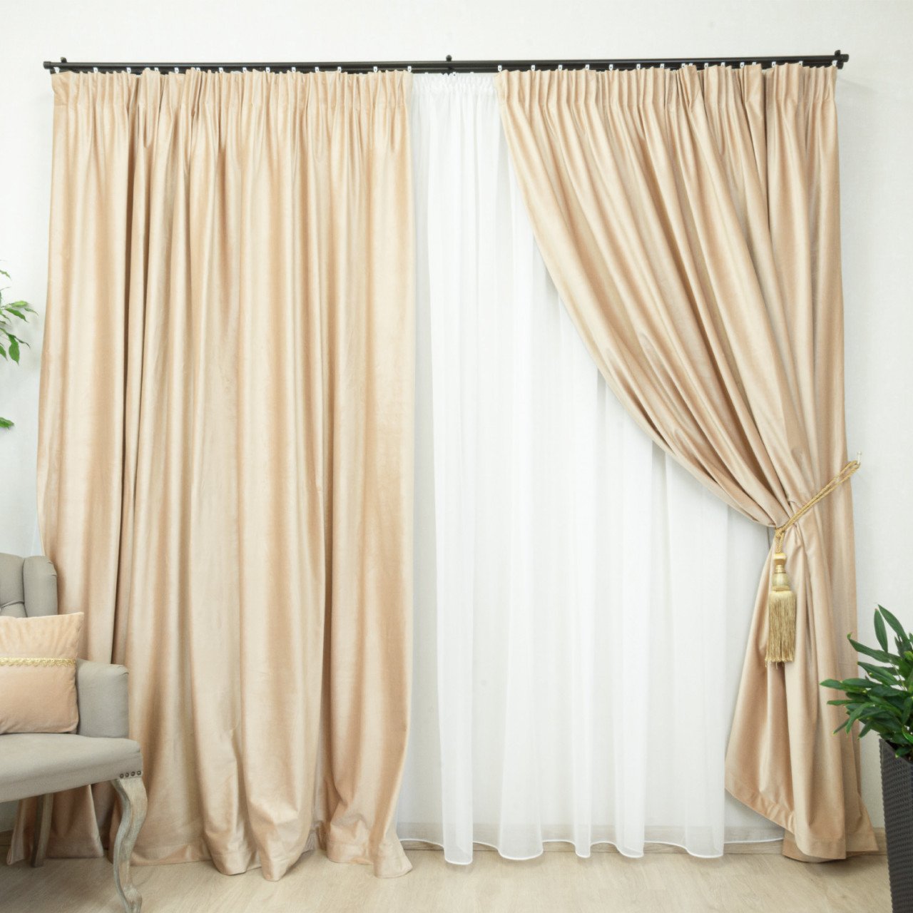 2 Bucati draperii din catifea premium simple