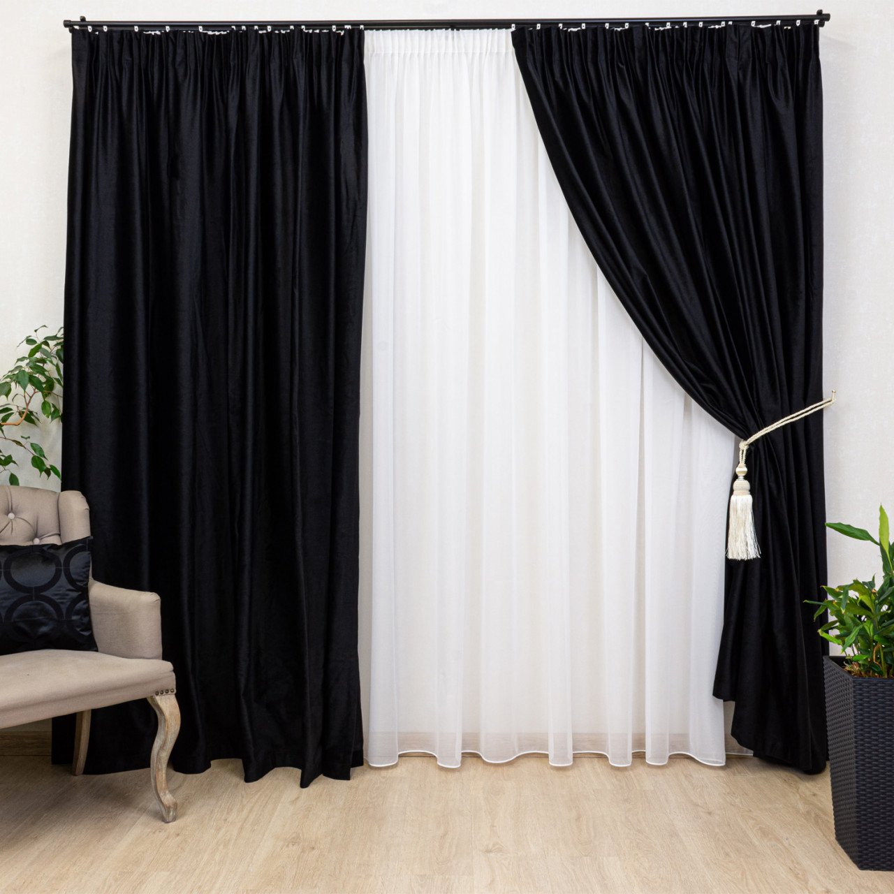 2 Bucati draperii din catifea premium simple